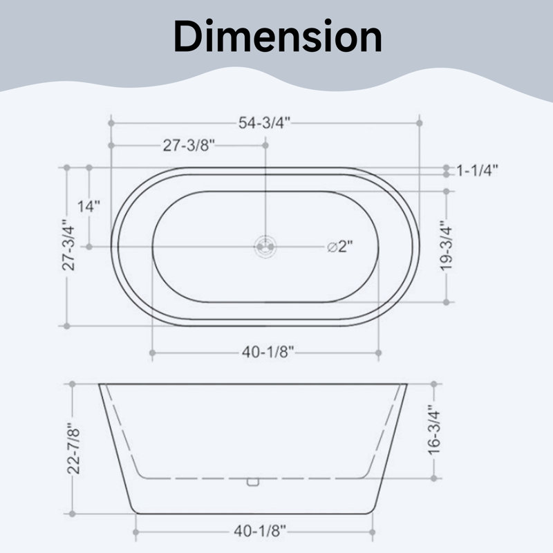 54.75'' x 27.75'' Freestanding Acrylic Bathtub