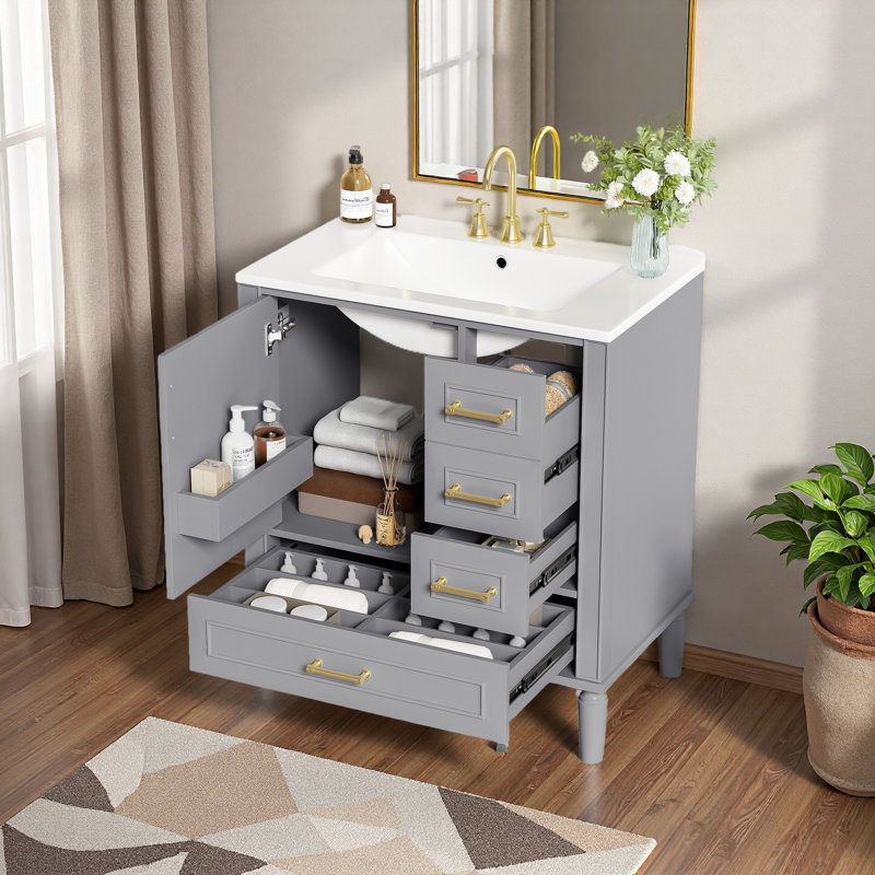 Ensemble de meuble-lavabo traditionnel 30 po, Gris