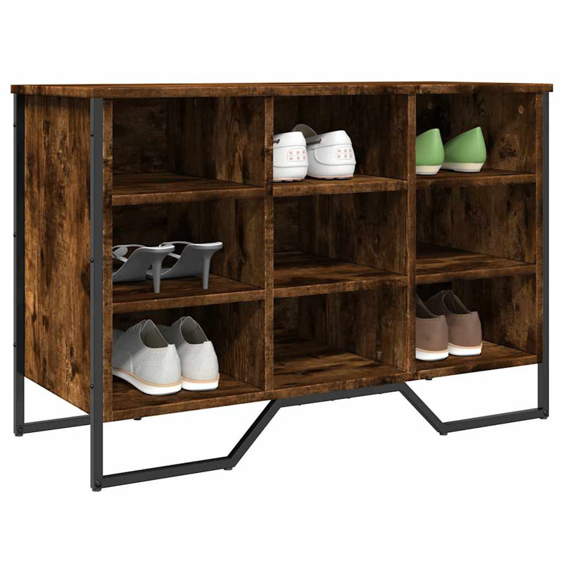 9 Pair Shoe Storage Cabinet, Smoked Oak
