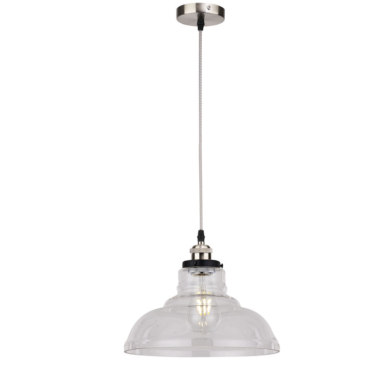 Sonny 1 - Light Dome Pendant, Vintage Clear, Brushed Chrome/Silver Braided