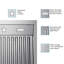 Hotte murale professionnelle en acier inoxydable 1200 CFM avec DEL à intensité variable-125353817
