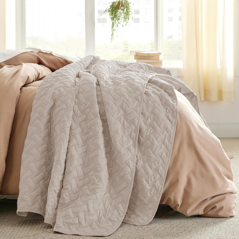 Best Seller Quilted Blanket - Quilts Lightweight Bedspreads with Basket Weave Pattern, Soft Quilt Bedding Set, Hazel Comforter Set Coverlet