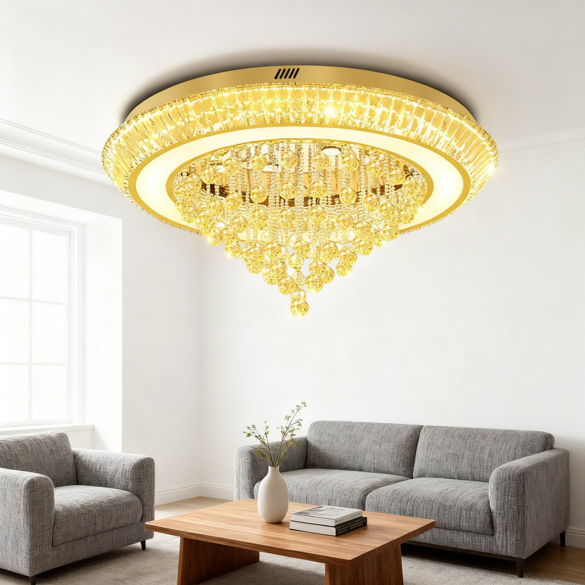Rosdorf Park Modern Crystal LED Flush Mount Chandelier Light Fixture ...