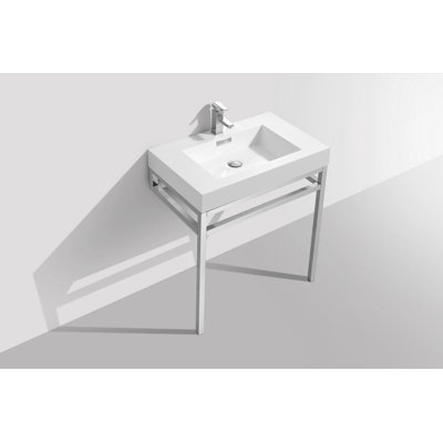 Orren Ellis Serna 18.75 " Stainless Steel and Acrylic Rectangular Bathroom Sink and Overflow Hole