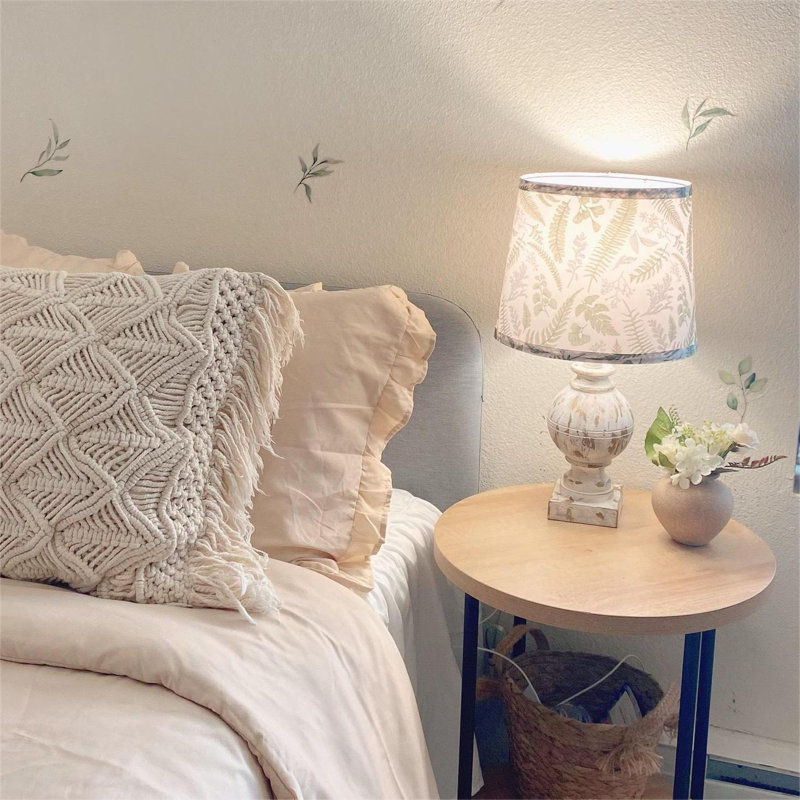 19" Green Floral Shades Table Lamp with Socket