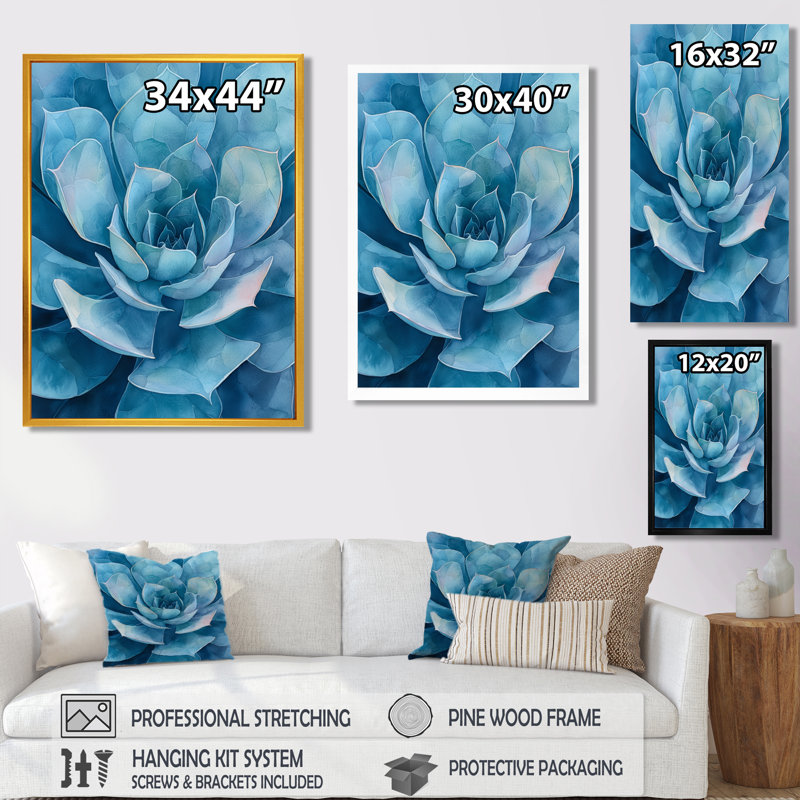 Luxora Desert Succulent Leaves II - feuilles, art mural, H 60 po x l 28 po, Toile tendue, Ne s’applique pas