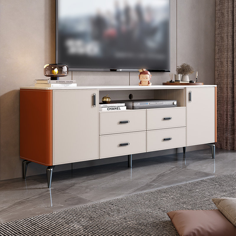 Meuble télé moderne de style minimaliste haut de gamme, 94.49", Beige / orange