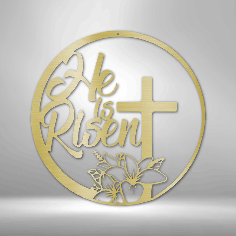 Scripture Walls Scripture Walls He is Risen Matthew 28: 6 Plaque en acier découpée au laser thermolaquée pour la maison et le bureau Décoration murale en métal Plusieurs tailles et couleurs