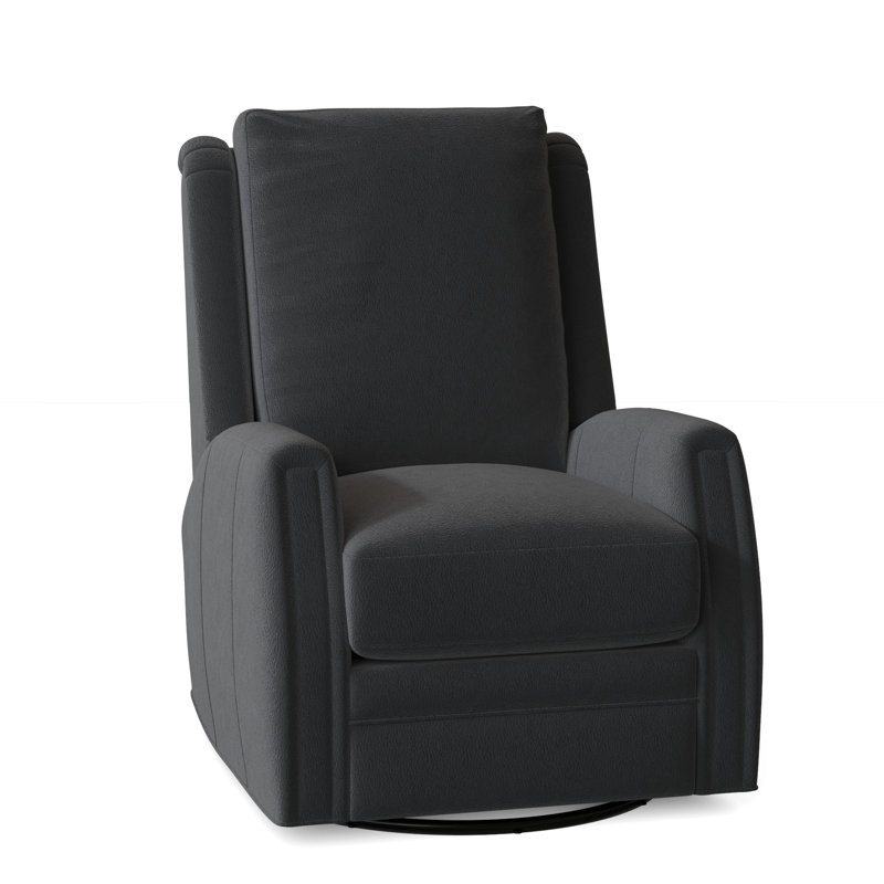 Lockhart Recliner, Swivel Glider with Manual Recline & Inside Release, Alpine Dark Grey Genuine Leather, No Nailhead