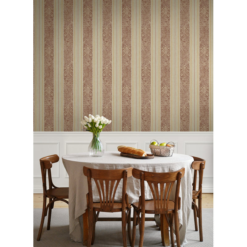 Papier peint rayé moiré Seabrook Designs, Rouge