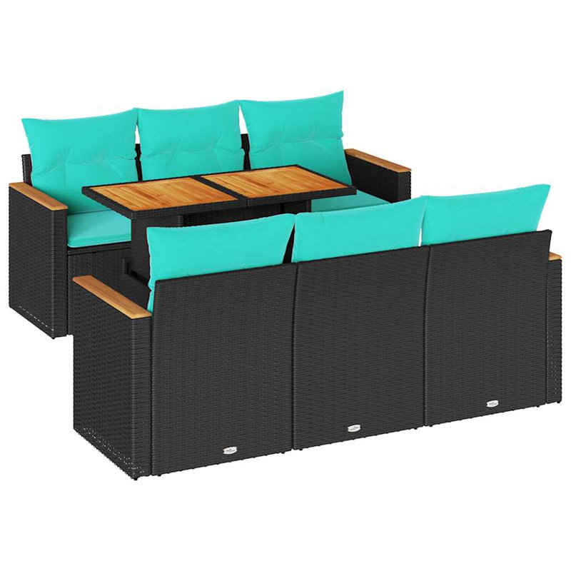 Ensemble de canapé de patio 7 pièces avec coussins en rotin de polyester