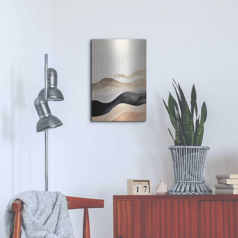 «Black & Beige Landscape 2» par Petals Prints Design, art mural en métal, H 24 po x l 16 po