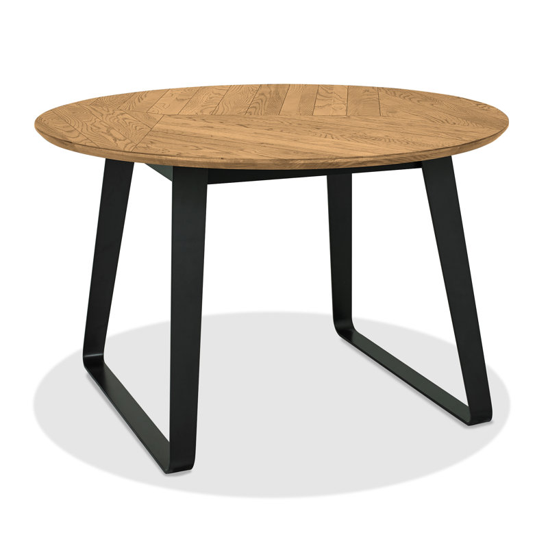 Ashkum Round Metal Base Dining Table, Oak