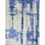 Tapis de couloir ivoire / bleu en laine noué à la main 2 pi x 6 pi Runner