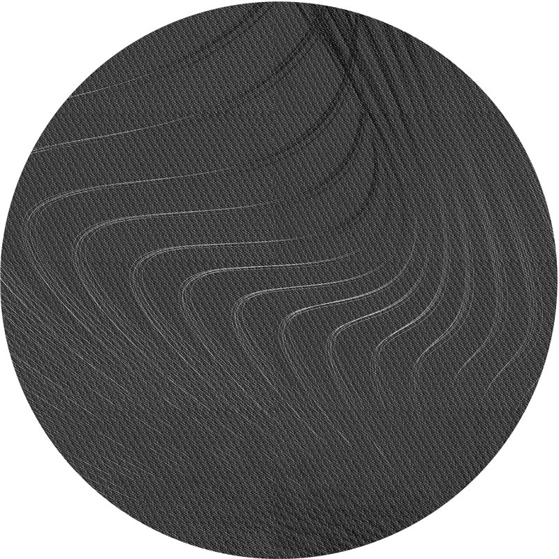 Tapis carré carré abstrait gris, Rond 3 pi