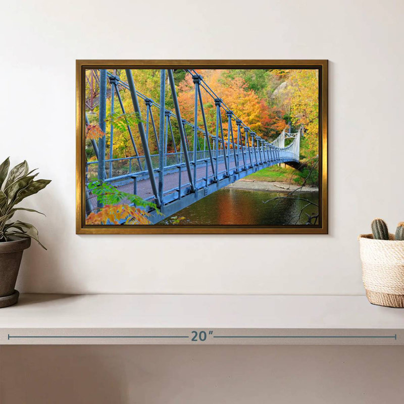 Blue Bear Mountain Bridge, Floating Frame Gold, 13" X 9"