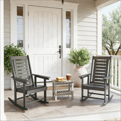 Chaises larges avec accoudoirs, chaises berçantes d'extérieur 2 pièces