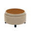 Repose-pieds de rangement de 25 pouces, repose-pieds rond, repose-pieds de table basse, table d'appoint en bois, pouf rembourré en tissu, petit meuble de rangement, rangement caché, décor de maison de campagne moderne, salon, chambre à coucher-432982161