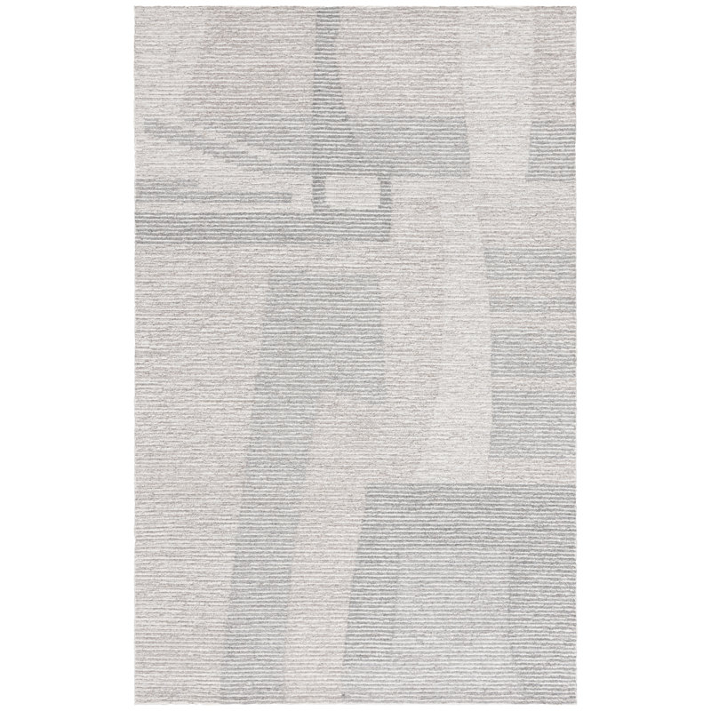 Johnpaul Ebony Hand Tufted Wool Cotton Abstract Rug in Grey/Beige, Rectangle 5' x 8'