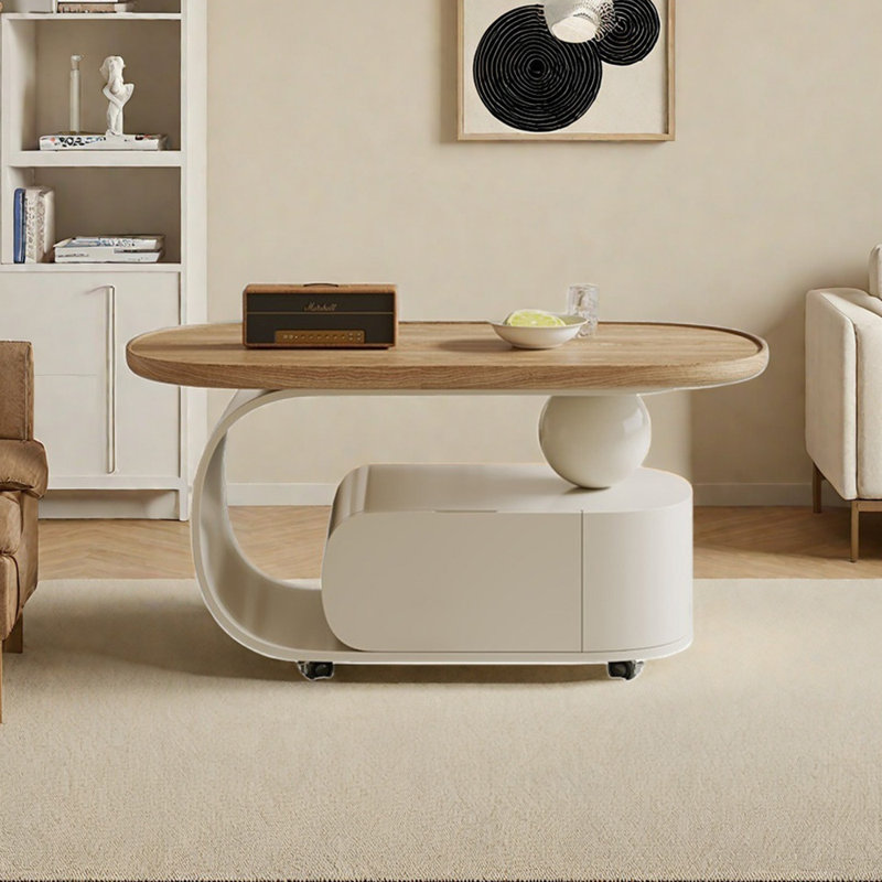 Table basse amovible de style crème, H 17,71 po x L 35,43 po x l 17,71 po