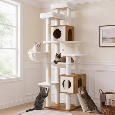 Arbre à chat 75,2 po à 8 niveaux avec hamacs et ensemble anti-basculement