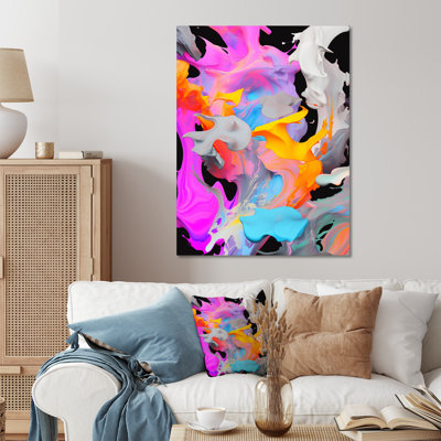 Peinture rose et bleue Fusion I - Art mural abstrait en métal