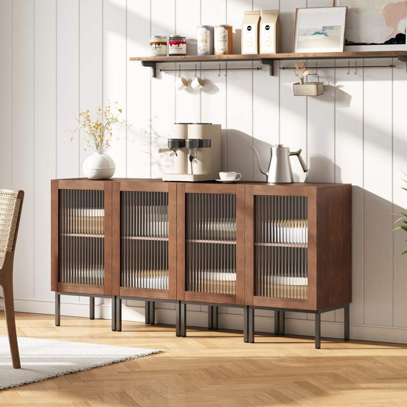 Armoire à vin avec 4 portes, Brun