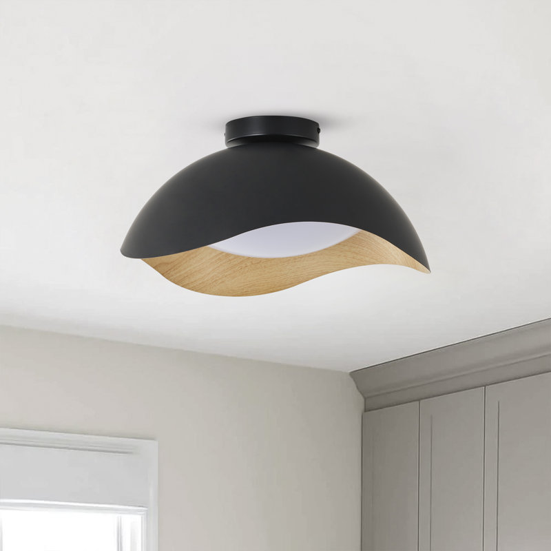 1-Matte black dimmable LED iron Flush mount light