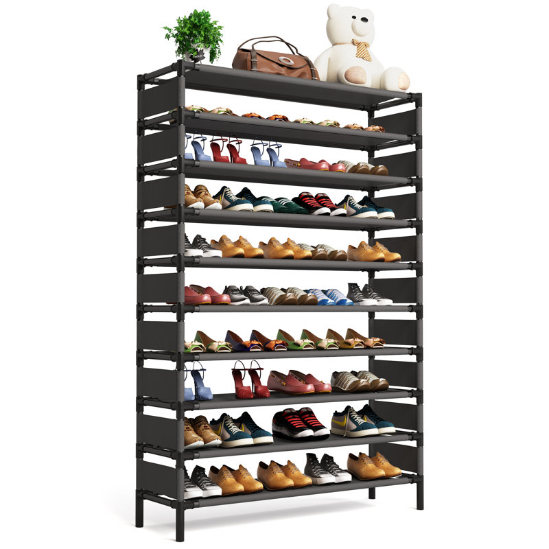 50 Pair 10 Tier Shoe Rack, Black