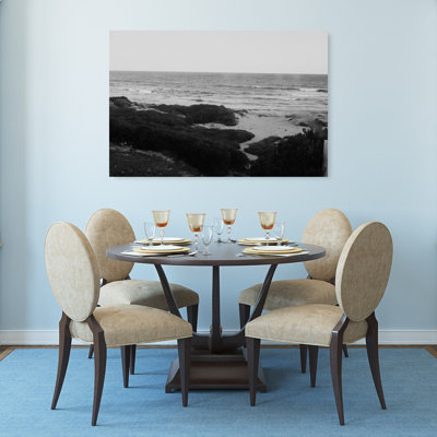 Black And White Coastal View Peaceful Serene Tranquil Coastal Wall Art Print 1 Piece Wrapped Canvas Wall Art