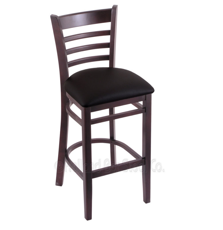 30" Bar Stool, Dark Cherry, Black Vinyl
