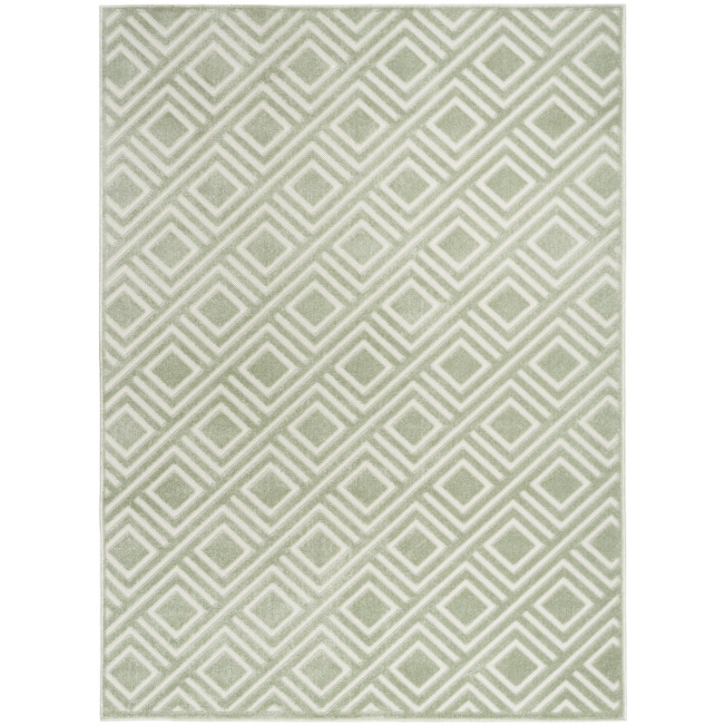 Tapis d'intérieur moderne Ebern Designs Garp Green, Rectangle 6 pi 7 po x 9 pi 2 po