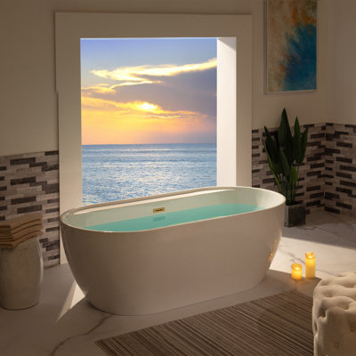 Baignoire de trempage autoportante en acrylique 67 po. X 31,5 po.
