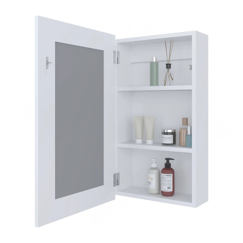 Armoire à pharmacie blanche avec miroir inclus, Blanc
