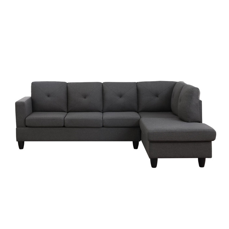Arsalan 2 - Piece Upholstered Sectional, Dark Gray Linen Blend