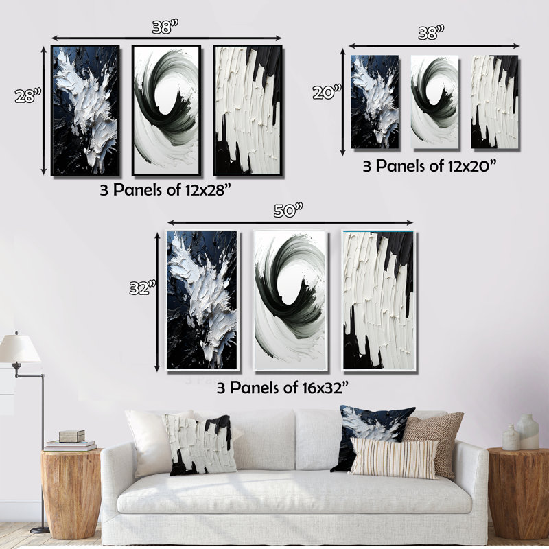 " Abstract River Of Euphoria IV " by Designart 3 - Pieces, Gold Floater Framed, 28" H x 36" W