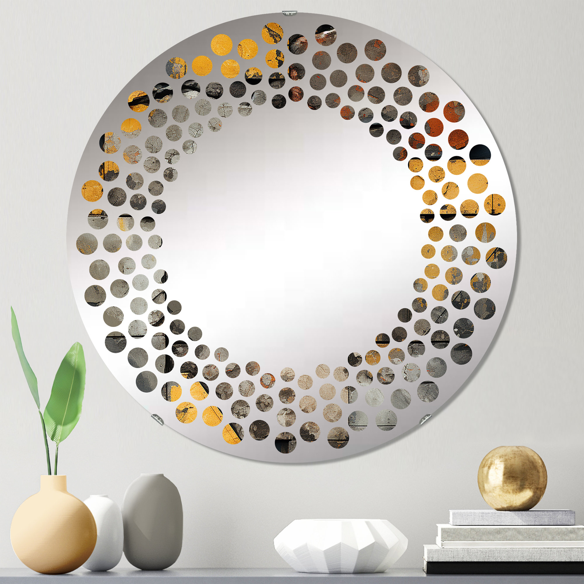 Design Art Industrial Concrete Wall Illusion III Polka Dot Wall