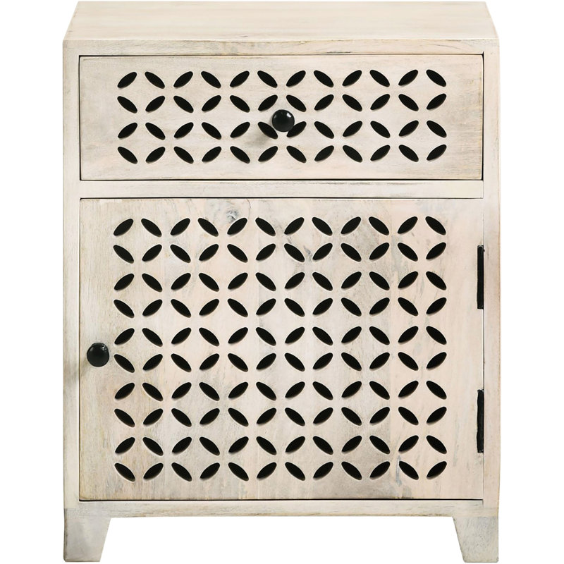 Armoire d'appoint avec tiroir Whitewash Beige