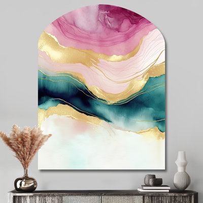 «Abstract Geode Marble Waves», impression murale sculpture en métal asymétrique