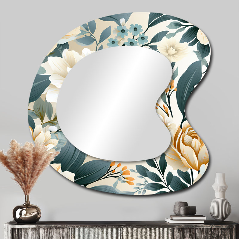Miroir mural asymétrique floral, 33 po x 33 po