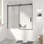 Porte de baignoire coulissante simple sans cadre à verre rapide de 3/8 po de l 56 po x H 60 po à assemblage rapide-88668303