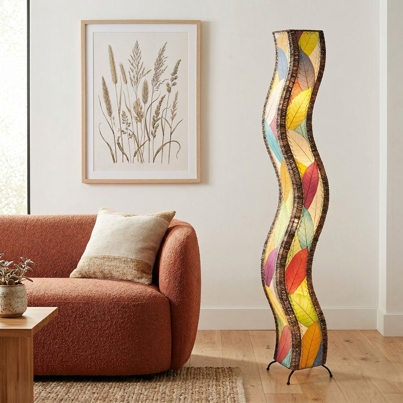 Lampe sur pied colonne Gertie, Vert/brun, 72"
