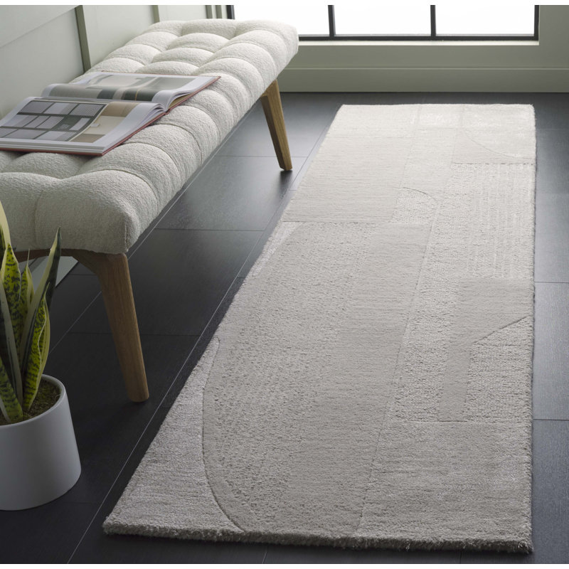 Cathlyn Hand Tufted Wool, Viscose, Cotton Geometric Rug, Runner 2'3" x 8'