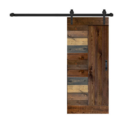 L Series Paneled Solid Wood Sliding Barn Door with Installation Hardware Kit -Assembly Needed