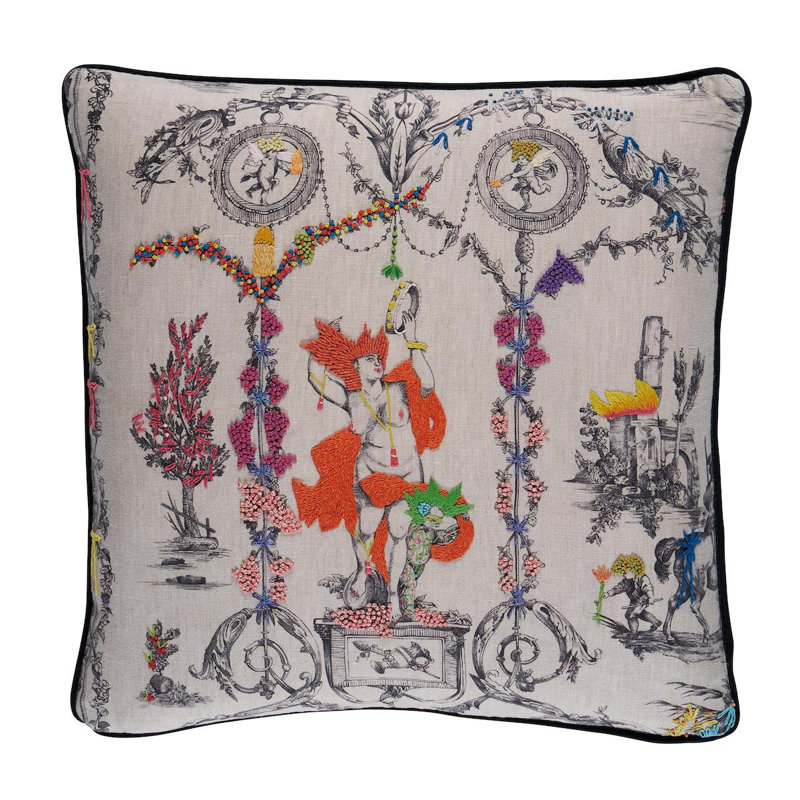 Schumacher X Richard Saja Linen Square Pillow Cover & Insert