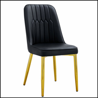 Set of 4 Modern Dining Chairs with Ergonomic PU Leather Backrest and Gold-Tone Metal Legs for Comfortable Seating in Kitchen, Dining Room, or Office