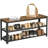 Shoe Rack Shelf Storage Bench with Metal Mesh Shelves and Seat
