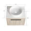 Meuble-lavabo mural 24 po. Chêne blanc avec cuve en céramique. Porte à fermeture en douceur pour un meuble-lavabo moderne