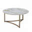 Table basse, plateau en pierre frittée et finition champagne