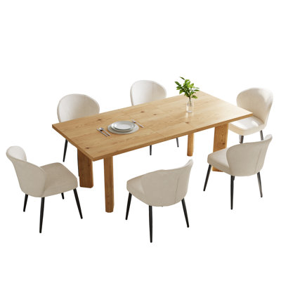 7 Piece Dining Table Set For 6-8 People,Rectangle Kitchen Table With 6 Chairs For Dining Room